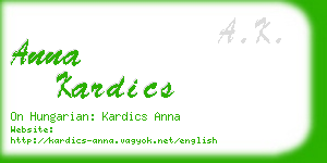 anna kardics business card